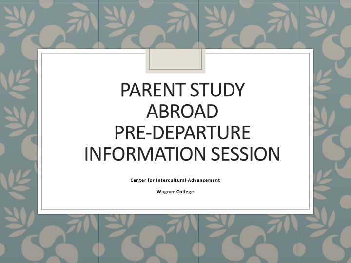 parent study abroad pre departure information n.w