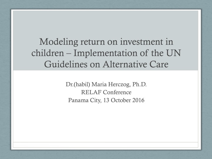 modeling return on investment in children n.w