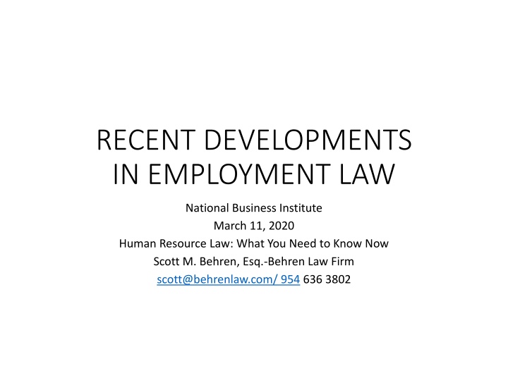 recent developments in employment law n.w