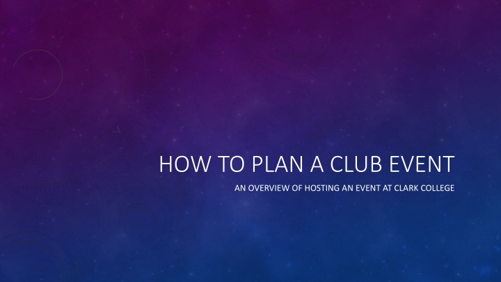 how to plan a club event n.w