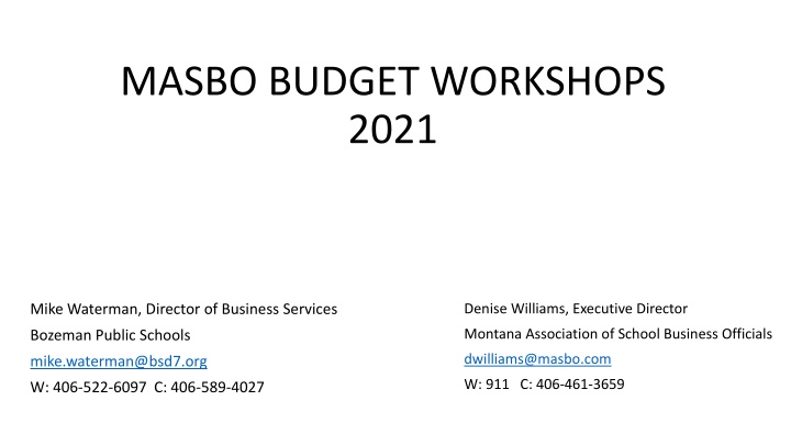 masbo budget workshops 2021 n.w