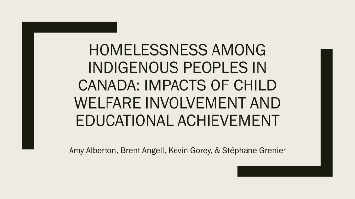 homelessness among indigenous peoples in canada n.w