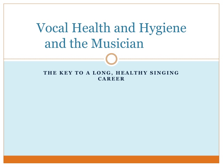 vocal health and hygiene and the musician n.w
