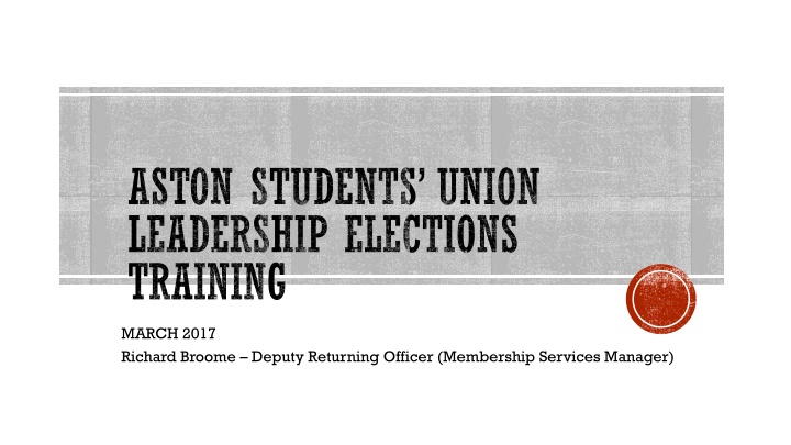 aston students union leadership elections training n.w