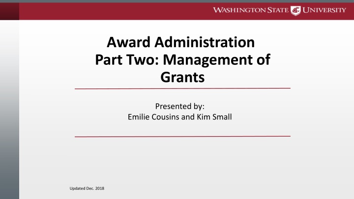 award administration part two management of grants n.w