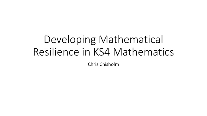 developing mathematical resilience n.w