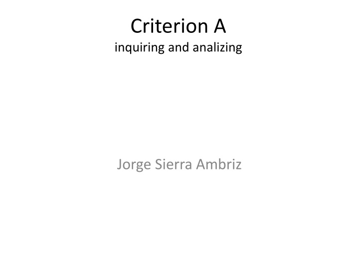 criterion a inquiring and analizing n.w