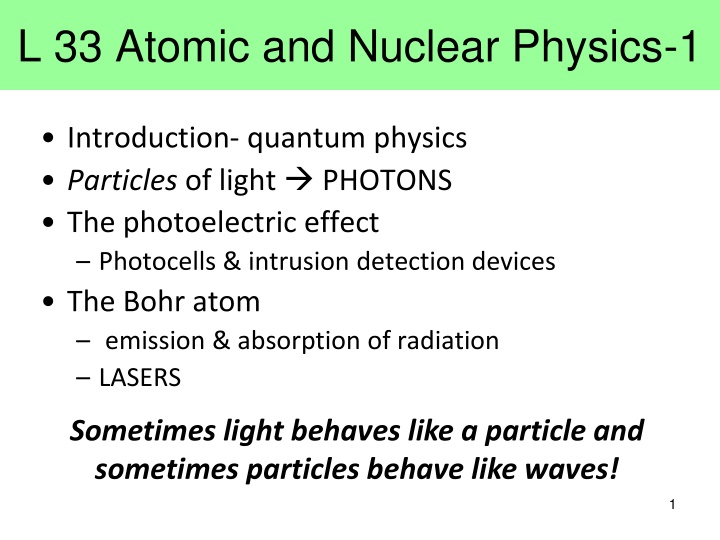 l 33 atomic and nuclear physics 1 n.w