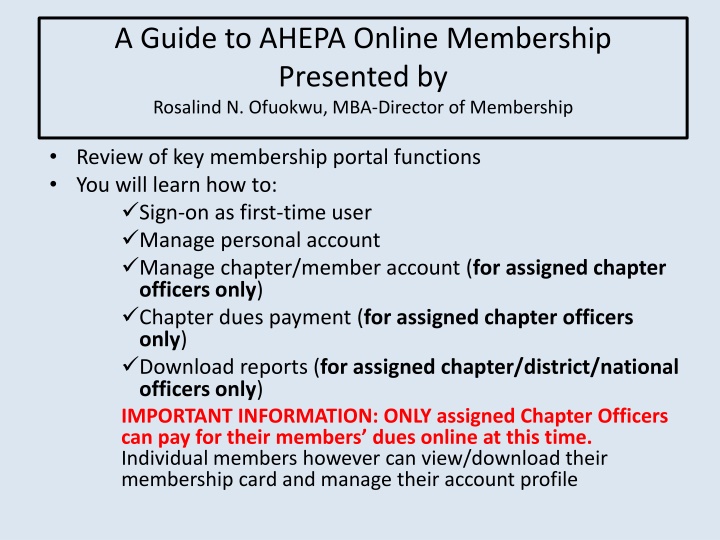 a guide to ahepa online membership presented n.w