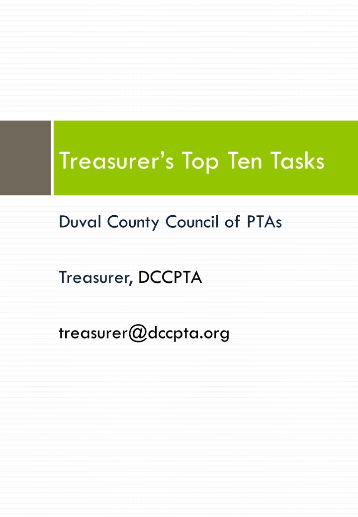 treasurer s top ten tasks n.w