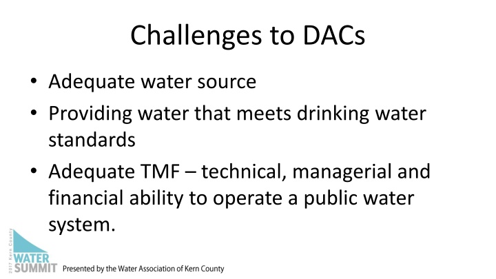 challenges to dacs n.w