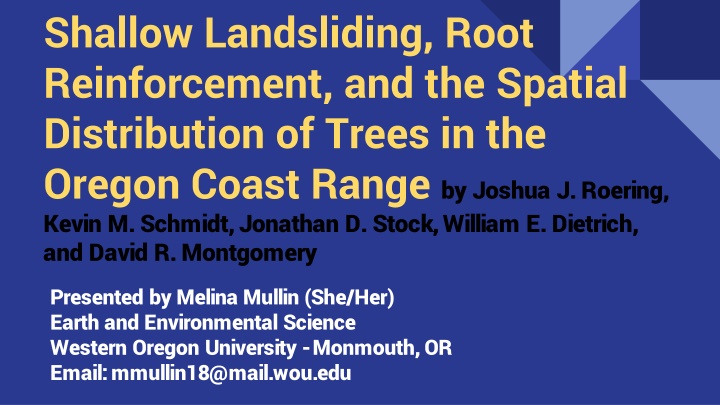 shallow landsliding root reinforcement n.w