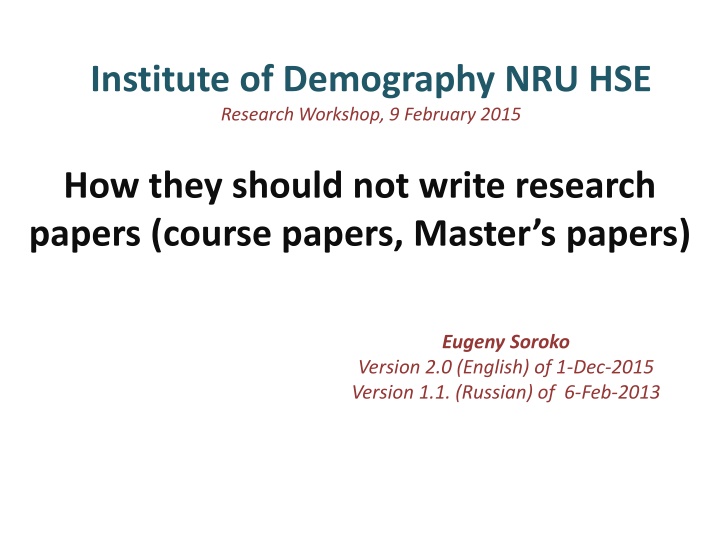 Common Errors in Research Papers and Essays