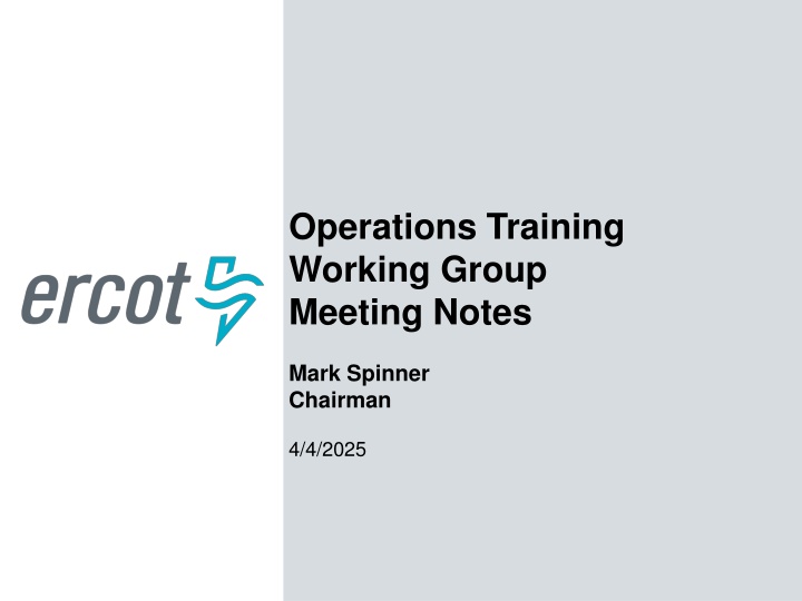 operations training working group meeting notes n.w