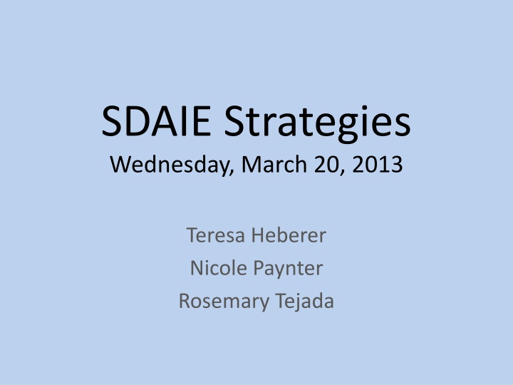 sdaie strategies wednesday march 20 2013 n.w