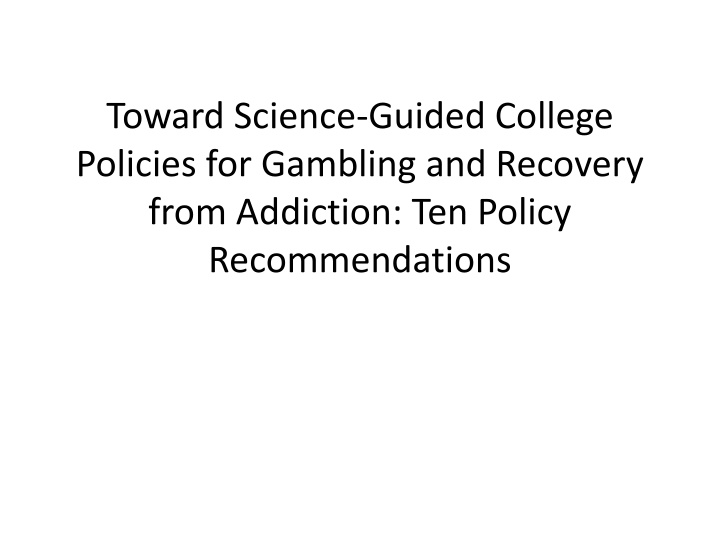toward science guided college policies n.w