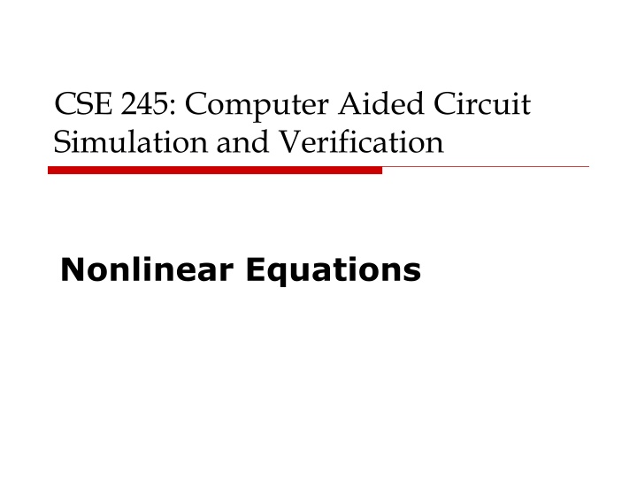 cse 245 computer aided circuit simulation n.w