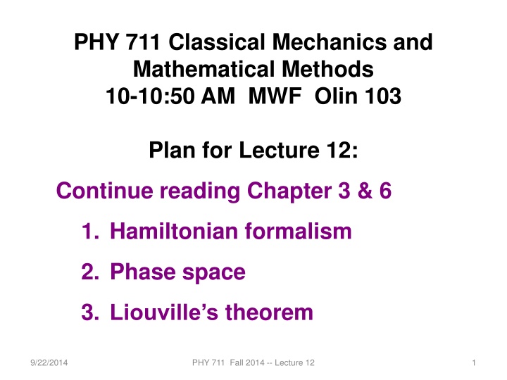 phy 711 classical mechanics and mathematical n.w