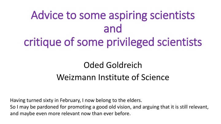 advice advice to some aspiring scientists to some n.w