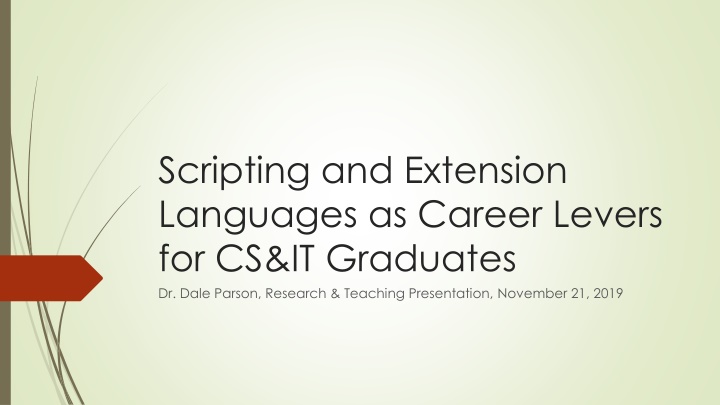 scripting and extension languages as career n.w