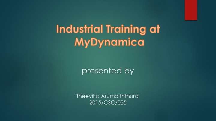 industrial training at mydynamica n.w