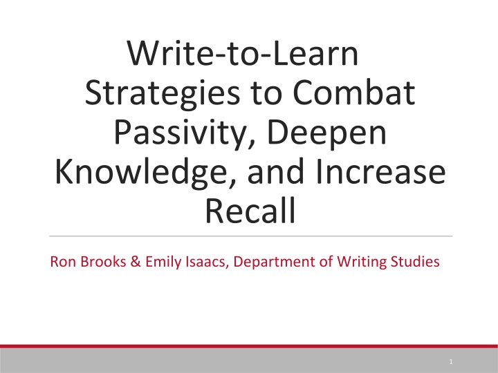 write to learn strategies to combat passivity n.w