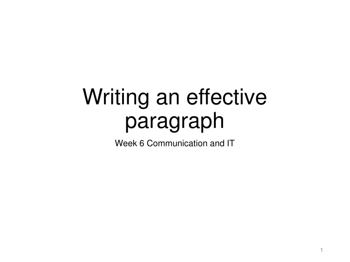 writing an effective paragraph n.w