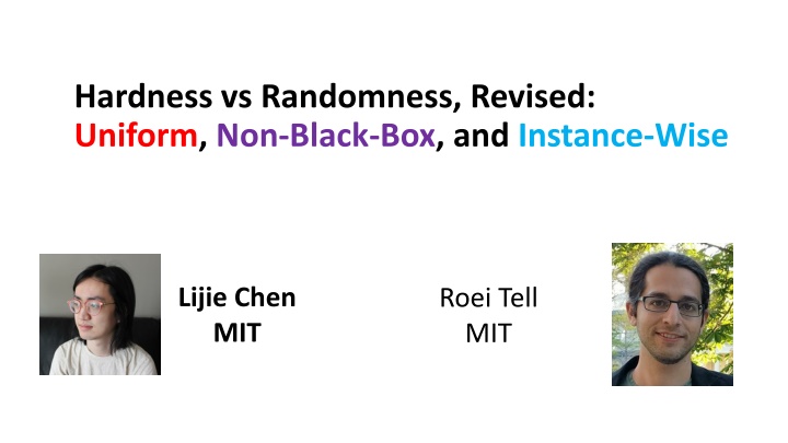 hardness vs randomness revised uniform non black n.w