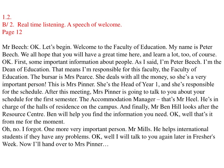 Welcome to Faculty of Education - Important People and Campus Information