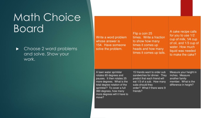 math choice board n.w