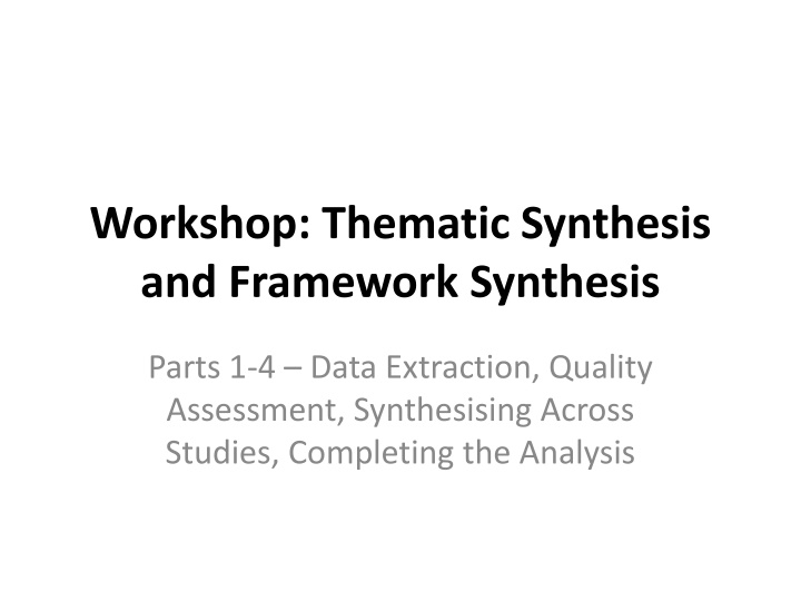 workshop thematic synthesis and framework n.w