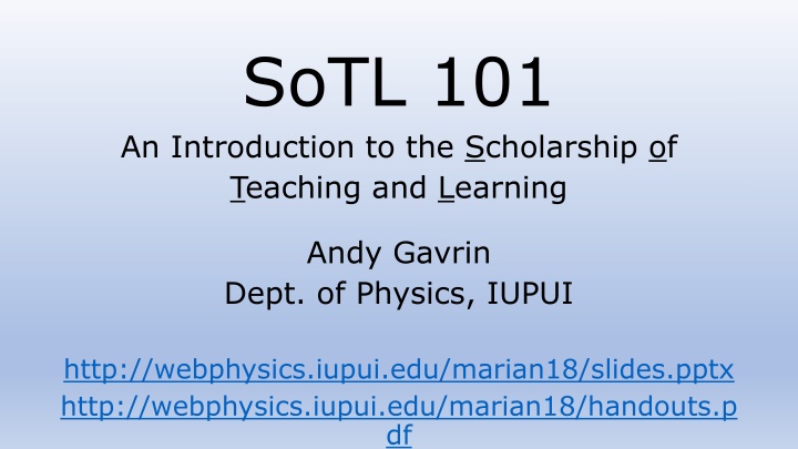 sotl 101 an introduction to the scholarship n.w