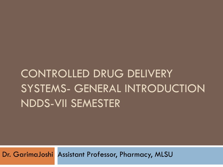 controlled drug delivery systems general n.w