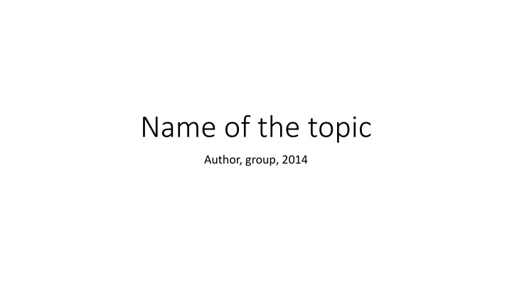 name of the topic n.w