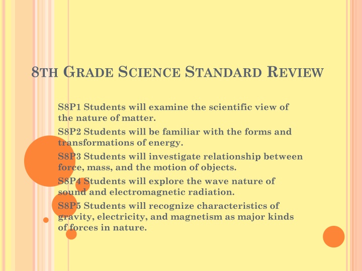 8 th g rade s cience s tandard r eview n.w