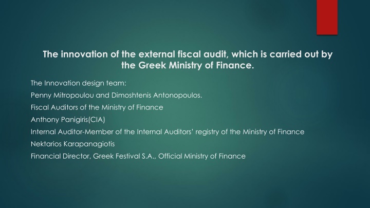 the innovation of the external fiscal audit which n.w
