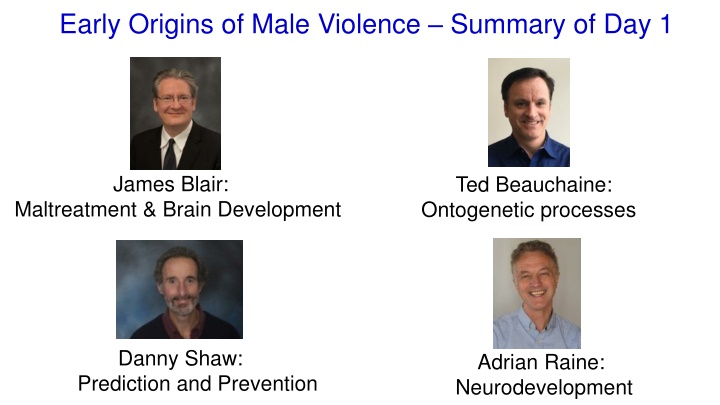 early origins of male violence summary of day 1 n.w