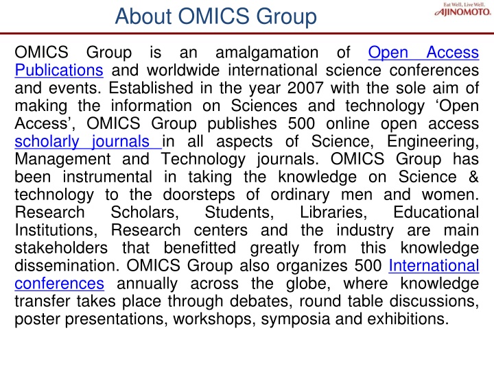 about omics group n.w