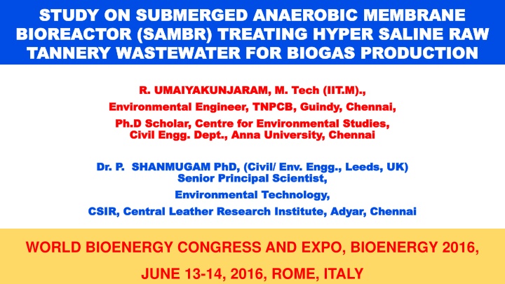 study on submerged anaerobic membrane study n.w