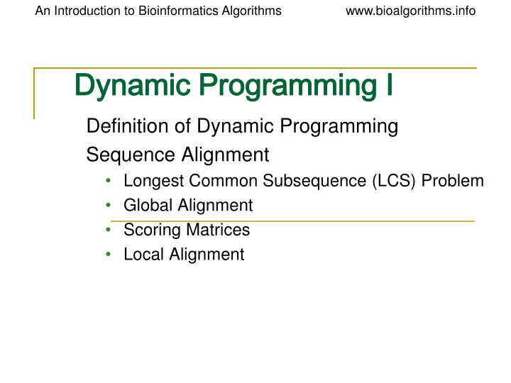 an introduction to bioinformatics algorithms n.w