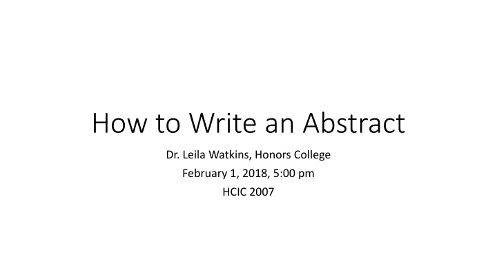 how to write an abstract n.w