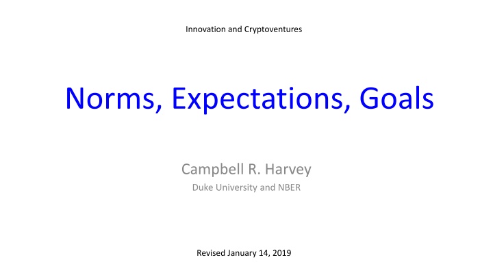 Innovation and Cryptoventures: Campbell R. Harvey 2019