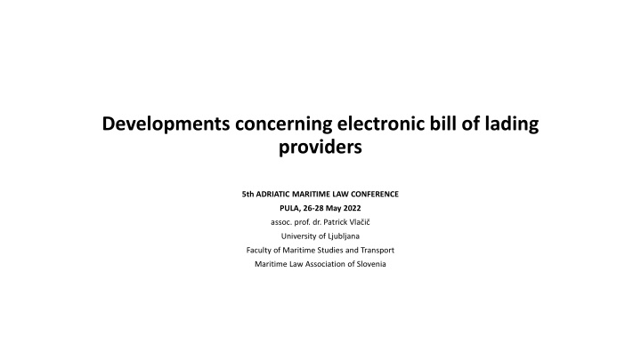 developments concerning electronic bill of lading n.w