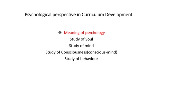 psychological perspective in curriculum n.w