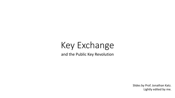 key exchange and the public key revolution n.w