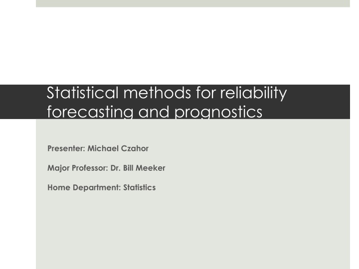 statistical methods for reliability forecasting n.w