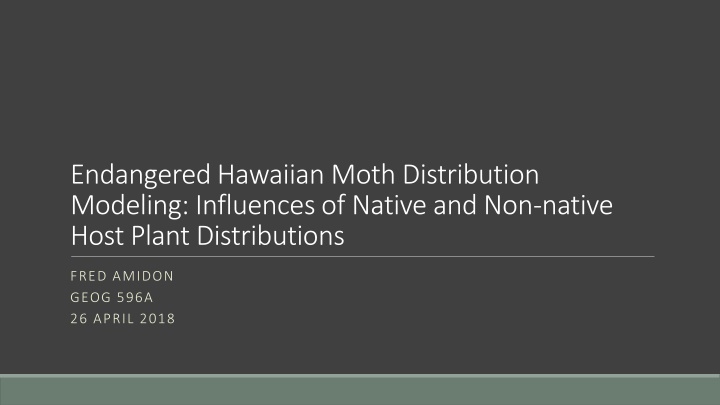 endangered hawaiian moth distribution modeling n.w