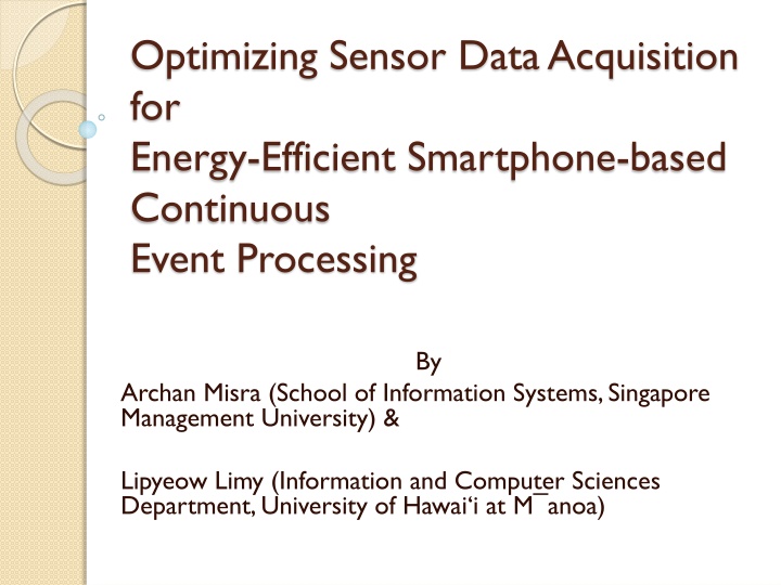 optimizing sensor data acquisition for energy n.w