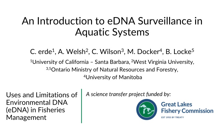 an introduction to edna surveillance in aquatic n.w