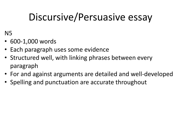 discursive persuasive essay n.w